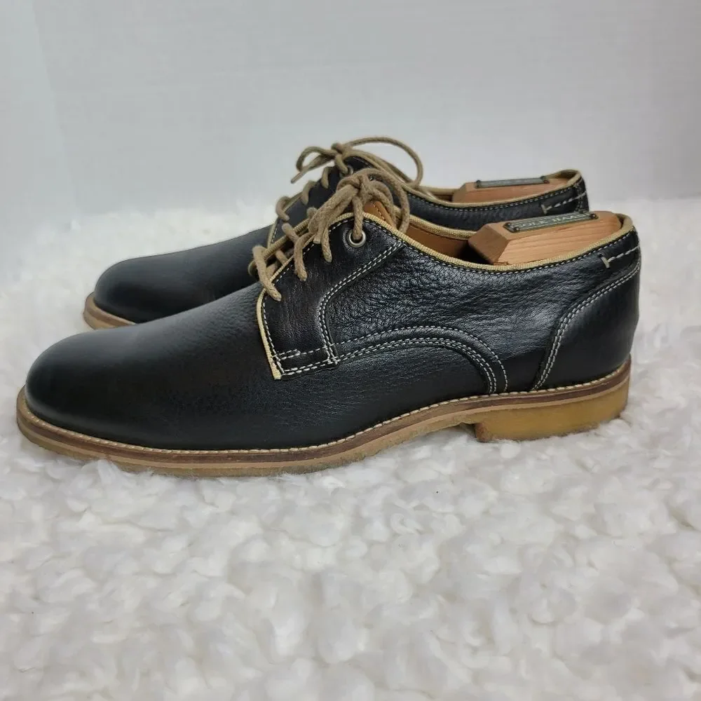 Johnston & Murphy Howell Mens Oxford Shoes Sz 9.5 Plain Toe Navy Oiled Leather